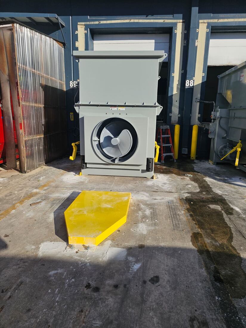Vertical baler with safety floor markings